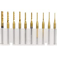 Los mejores  - Bestgle Fresa de carburo Molino de extremo Fresa titanio recubierto brocas conjunto Micro Rotary CNC fresas de corte…
